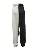 kkboxly  Ribbon Design, Men's Color Contrast Drawstring Trendy Comfy Jogger Pants