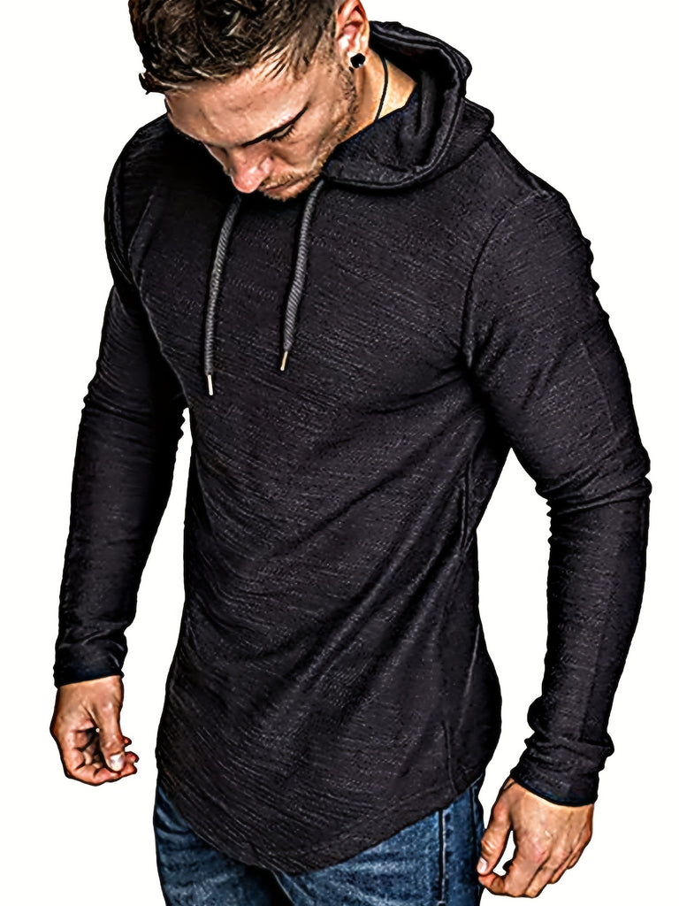 kkboxly  Solid Color Athletic Hoodie, Hoodies For Men, Men's Casual Sports Pullover Hooded Sweatshirt For Winter Autumn, As Gifts