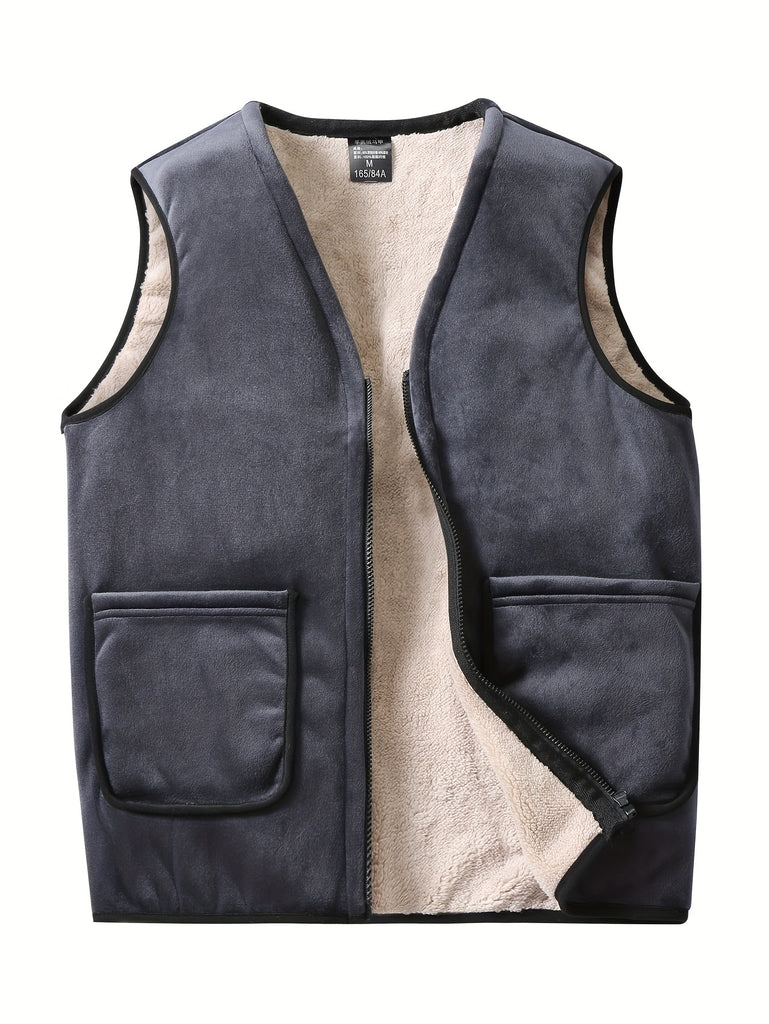 kkboxly  Winter Men's Double-sided Fleece Vest Autumn And Winter Thick Waistcoat