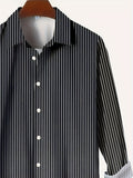 kkboxly  Plus Size Men's Striped Shirt For Fall Winter, Men's Clothing