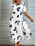 kkboxly  Floral V Neck Short Sleeve Dress, Pocket Ruffled Maxi Casual Dress, Women's Clothing