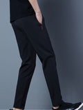 kkboxly Men's Casual Solid Color Pants Slightly Stretch Sports Pants For Spring Summer, Drawstring Sweat Pants With Zipper For Males