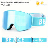 [1pc Magnetic Lens Ski Goggles] BE NICE Adult Ski Goggles, Mirrored Magnetic Lens, Anti-Fog UV400, Snowboard Goggles for Men & Women, Snowmobile Compatible, with TPU Frame, for Alpine, Cross-Country, Telemark, Snowboard, Ice Hockey Sports Eyewear