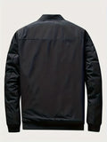 kkboxly  Solid Color Men's Stand Collar Jacket Casual Long Sleeve With Zipper Gym Sports Coat For Spring Fall