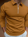 kkboxly Casual Long Sleeves Polo Shirts, Button V-neck Tee, Men's Comfortable Slim Tops Spring Fall Clothing