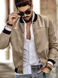 kkboxly  Flannel Varsity Bomber Jacket, Men's Casual Baseball Jacket Coat Regular Fit College Hipster Windbreaker For Spring Autumn
