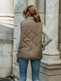 kkboxly  Solid Zip Up Vest, Casual Stand Collar Sleeveless Vest With Pockets, Women's Clothing