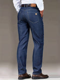Chic Straight Leg Jeans, Men's Casual Stretch Semi-formal Pants For All Seasons Business