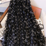 kkboxly  Butterfly Applique Mesh Skirt, Elegant Skirt For Spring & Fall, Women's Clothing