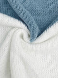 Color Block Simple Knit Sweater, Casual V Neck Long Sleeve Sweater, Women's Clothing