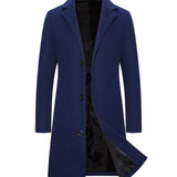 kkboxly Stay Warm and Stylish in This Men's Mid-Length Woolen Trench Coat Jacket