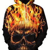 kkboxly  Men's Casual 3D Skull / Big Mouth Graphic Novelty Hoodie Sweatshirt With Pocket Drawstring Hooded Pullovers Sweat Shirts For Men