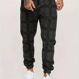 kkboxly kkboxly  Men's Retro Plaid Joggers, Men's Casual Stretch Waist Drawstring Thin Sports Pants Sweatpants For Spring Summer