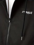 Letter Print Zip Up Hoodie, Men's Casual Hooded Jacket For Fitness