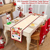 Festive Santa Claus Christmas Table Runner - Red and Black Plaid Holiday Dining Decor, Polyester Woven Christmas Table Decoration
