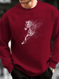 kkboxly  Horse Pattern Print Sweatshirt, Men's Casual Graphic Design Slightly Stretch Crew Neck Pullover Sweatshirt For Autumn Winter