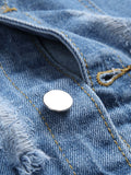kkboxly  Men's Denim Jacket Washed Classic Casual Distressed Ripped Slim Fit Jacket Gifts