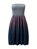 Kkboxly  Gradient Off Shoulder Dress, Casual Shirred Sleeveless Tube Dress, Women's Clothing