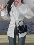 kkboxly  Solid Cross Tie Blouse, Casual Long Sleeve Blouse For Spring & Fall, Women's Clothing