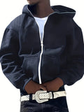 kkboxly  Solid Trendy Men's Hooded Jacket Casual Long Sleeve Hoodies With Zipper Gym Sports Hooded Coat For Winter Fall