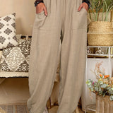 2025 kkboxly  Elastic High Waist Harem Pants, Casual Pocket Pants For Spring & Summer, Women's Clothing