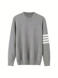 kkboxly  Stripe Design, Men's Warm Trendy Knitted Sweater