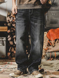 Men's Casual Loose Fit Jeans, Chic Street Style Distressed Retro Jeans