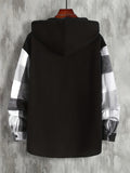 Plus Size Men's Plaid Hooded Jacket For Fall Winter, Men's Clothing