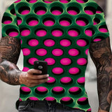 kkboxly Men's Summer Outdoor Graphic Tee - 3D Vision Illusion & Dense Hole Pattern - Slightly Stretchy & Comfortable!
