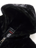 kkboxly  Warm Fleece Hooded Jacket, Men's Casual Faux Sable Zip Up Jacket Coat For Fall Winter