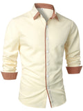 kkboxly  Men's Casual Trim Contrast Button Long Sleeve Shirt