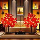 kkboxly 2-pack, Christmas LED Analog Red Flower Tree Light, Thanksgiving Decorations, Living Room Desktop Bonsai Tree, Suitable For Room Decoration, Holiday Party, Wedding Arrangement, This Product Needs 3 AA Batteries To Power On