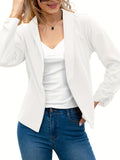kkboxly  Elegant Solid Long Sleeve Blazer, Open Front Lapel Blazer, Elegant & Stylish Tops For Office & Work, Women's Clothing