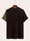 2025 kkboxly  Men's Faith Print Color Block T-Shirt - Stretchy Graphic Tee for Summer Casual Style