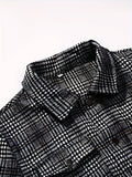 kkboxly  Men's Retro Plaid Jacket, Elegant Flap Pocket Jacket