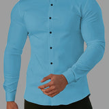 kkboxly  Men's Formal Classic Design Button Up Shirt, Male Clothes For Spring And Fall Business Occasion