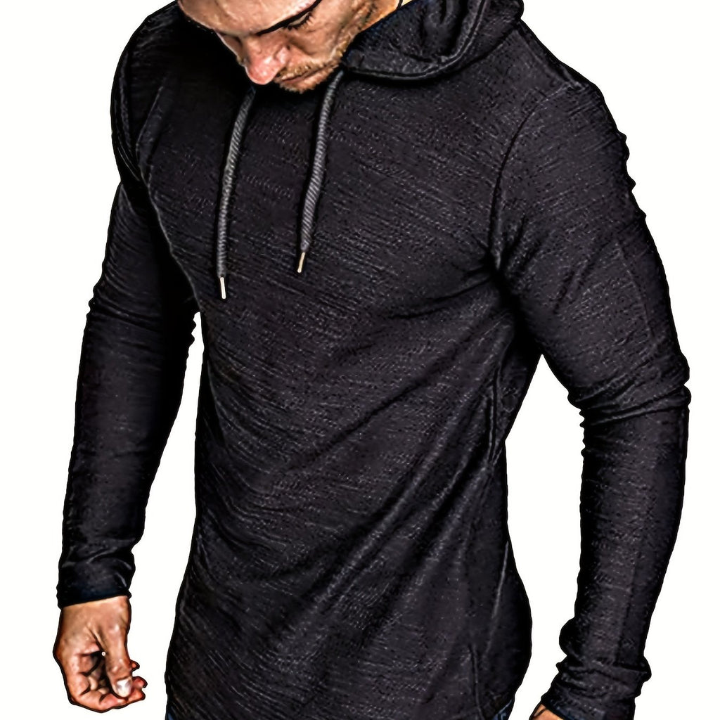 kkboxly  Solid Color Athletic Hoodie, Hoodies For Men, Men's Casual Sports Pullover Hooded Sweatshirt For Winter Autumn, As Gifts