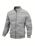 kkboxly Men's Casual Zipper Long Sleeve Stand Collar Pockets Jackets For Fall & Winter