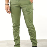 kkboxly  Slim Fit Tapered Slacks, Men's Casual Slightly Stretch Solid Color All Match Pants For All Seasons Business