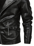 kkboxly  Stylish PU Leather Men's Lapel Collar Zipper Leather Jacket For Autumn And Winter