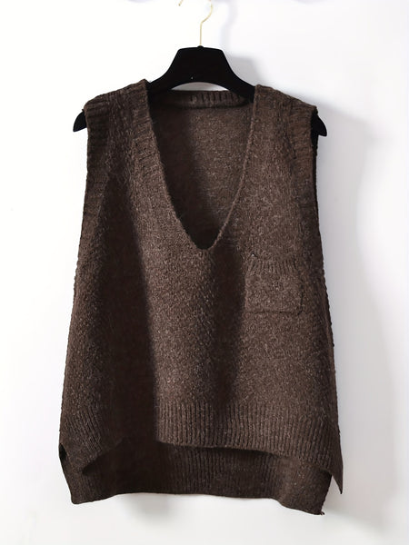 kkboxly Solid V-neck Sweater Vest, Casual Sweater Vest For Fall & Wint ...