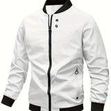 kkboxly  Fashionable Men's Trendy Zipper Versatile Stand Collar Windproof Jacket, Versatile And Comfortable, Suitable For Dates