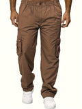 Men's Cargo Pants Casual Loose Fit Straight Leg Pants With Flap Pockets