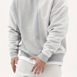 kkboxly  Men's Trendy Solid Sweatshirt, Casual Cotton Slightly Stretch Breathable Long Sleeve Loose Top For Outdoor