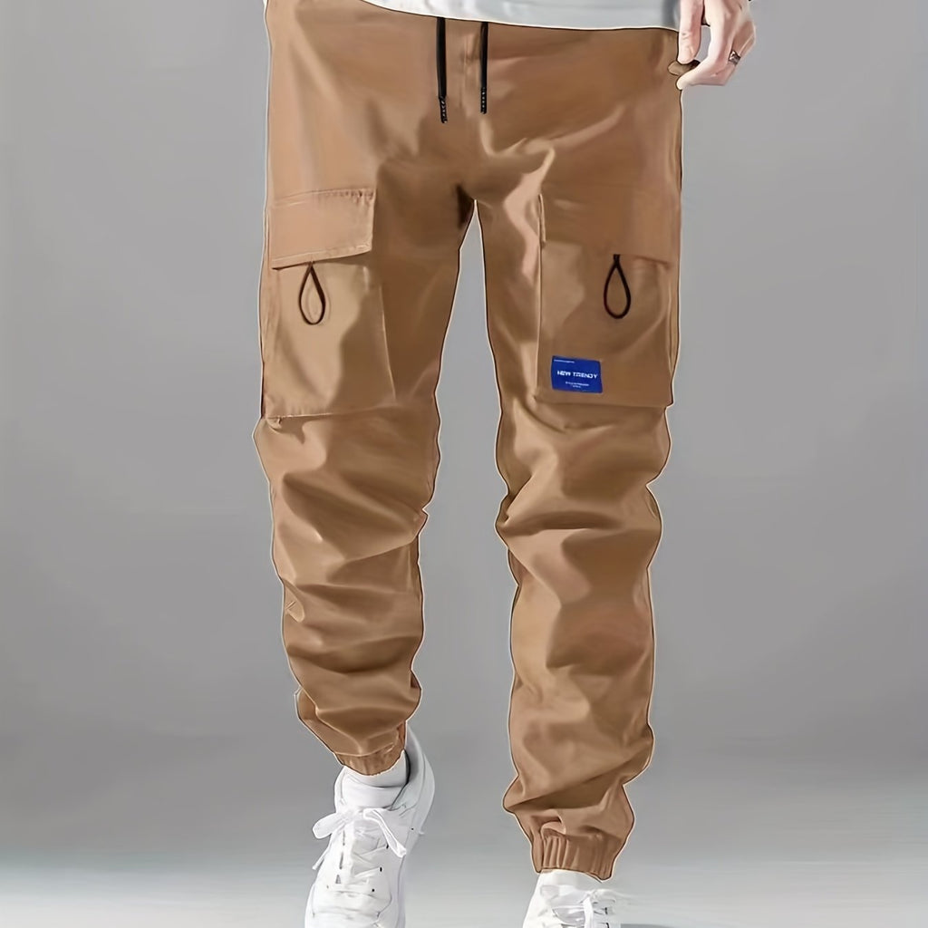 kkboxly  Men's Solid Cargo Pants: Stylish, Breathable & Comfy - Perfect For Hiking & Outdoor Activities!