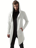 kkboxly  Lightweight Hooded Trench Coat, Men's Casual Slightly Stretch Cardigan Windbreaker For Spring Fall