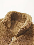 kkboxly  Men's Warm Fleece Jacket, Casual Stand Collar Coat For Fall Winter