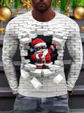 kkboxly  Christmas Series Men's Graphic Design Crew Neck Long Sleeve Active T-shirt Tee, Casual Comfy Shirts For Spring Summer Autumn, Men's Clothing Tops