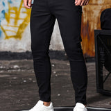 kkboxly Men's Casual Skinny Jeans, Chic Street Style Medium Stretch Denim Pants