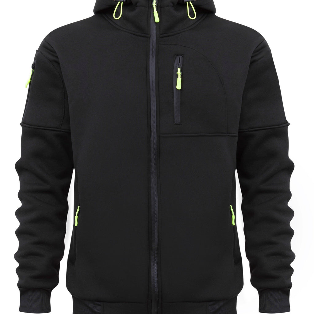 kkboxly  Men's Casual Long Sleeve Sports Hooded Jacket With Full Zip